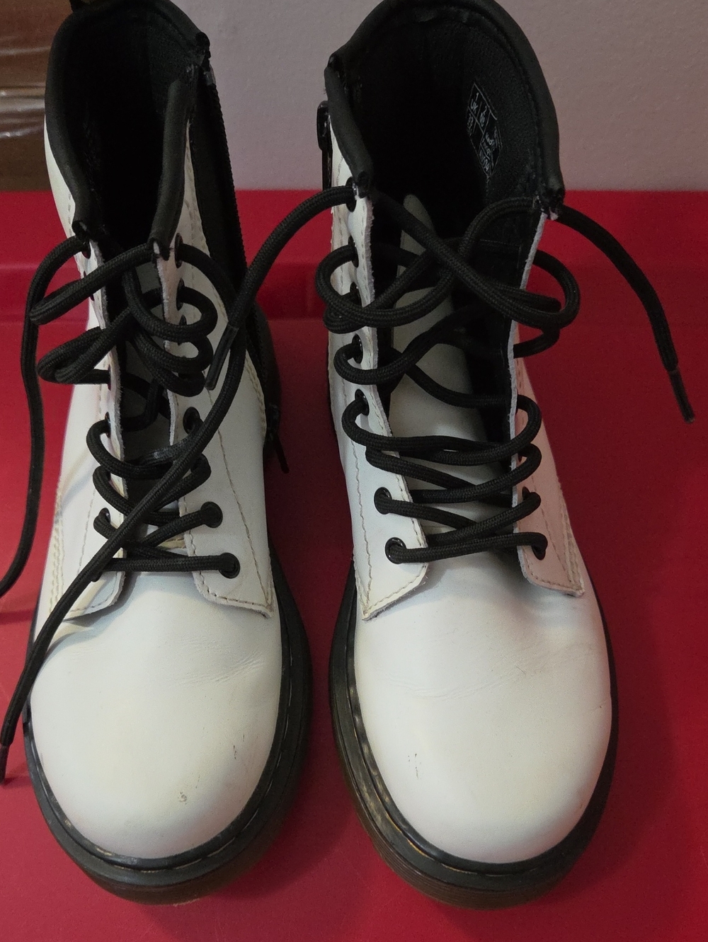 Dr. Martens White Lace-Up Combat Boots with Black Laces